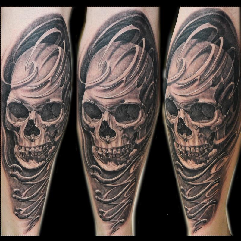 Skull And Bones On Calf By Jose Perez Jr Tattoonow